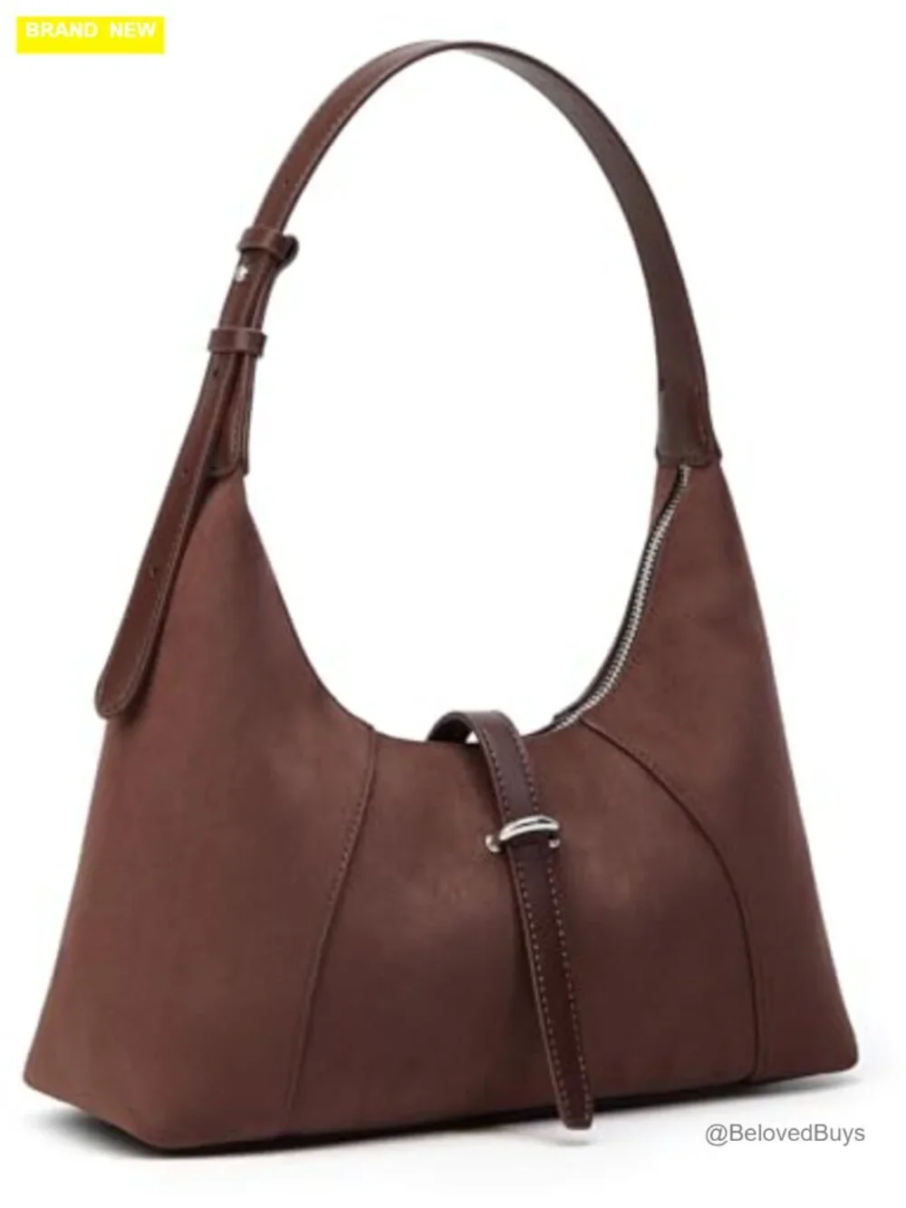 Suede Crescent Shoulder Bag Small Hobo Underarm Purse Crossbody